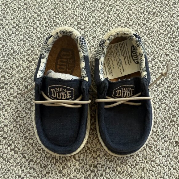 Hey Dude Wally Toddler Break Stitch Navy Blue Shoe SZ K5 - Picture 1 of 4
